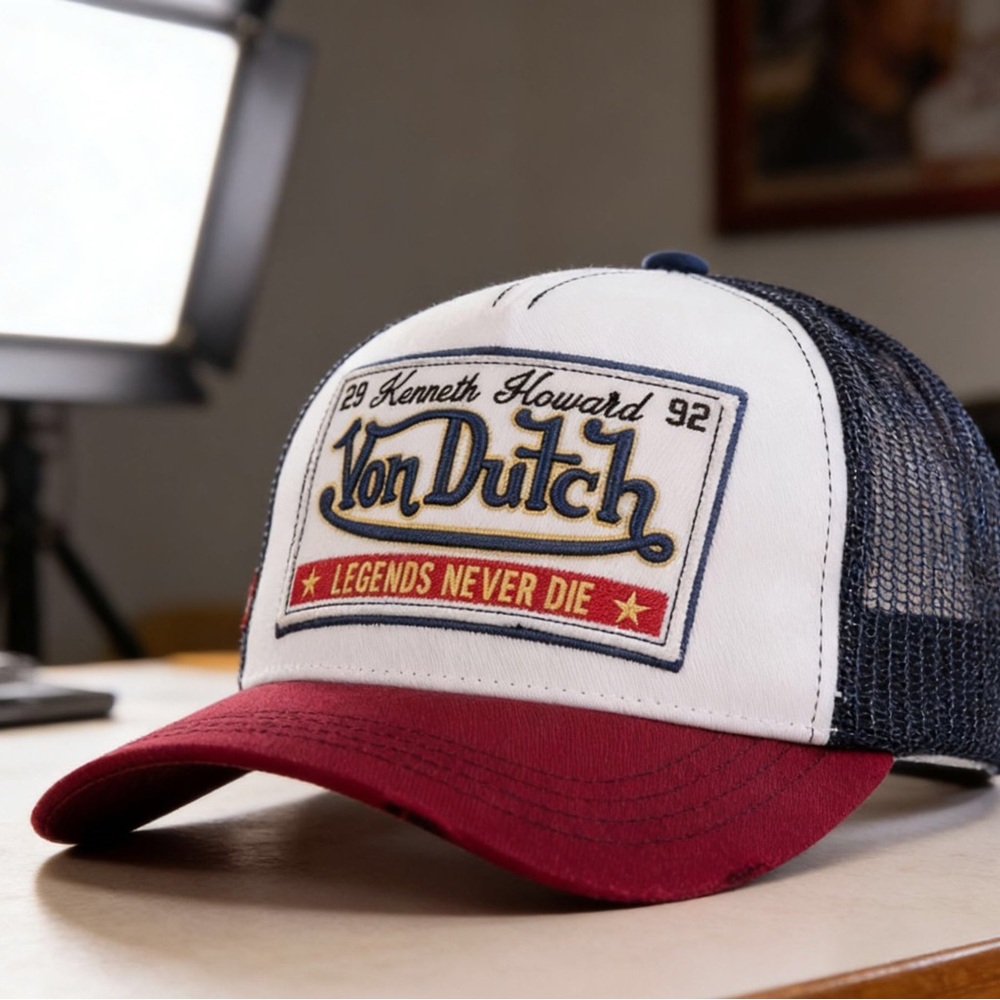 Von Dutch Red, White & Navy Mesh Trucker Hat